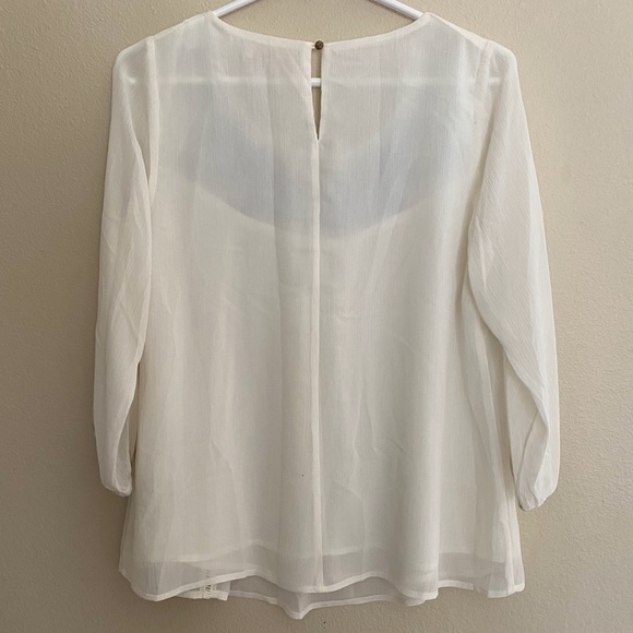 🚨LAST CHANCE🚨Skies are Blue NWT Cream Embroidered Scoop Neckline Sheer Blouse XS - Picture 5 of 5